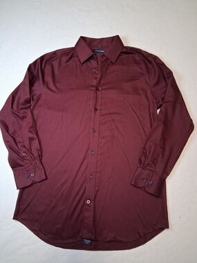 Men's Long-Sleeve Dress Shirt in Wine Wrinkle Free Bellissimo